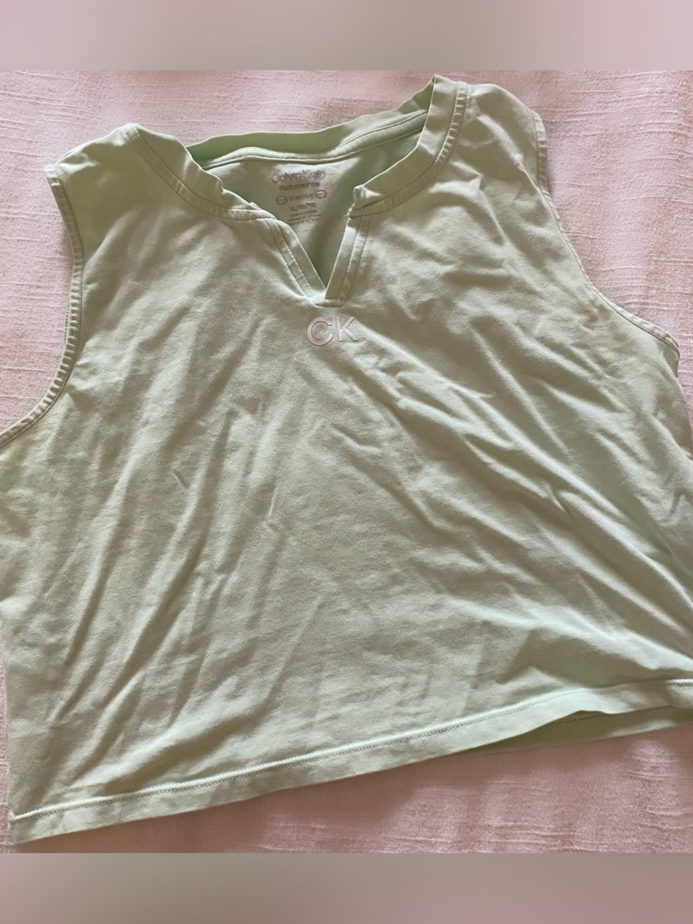 Calvin Klein Light Green Sleeveless Logo Tank Top